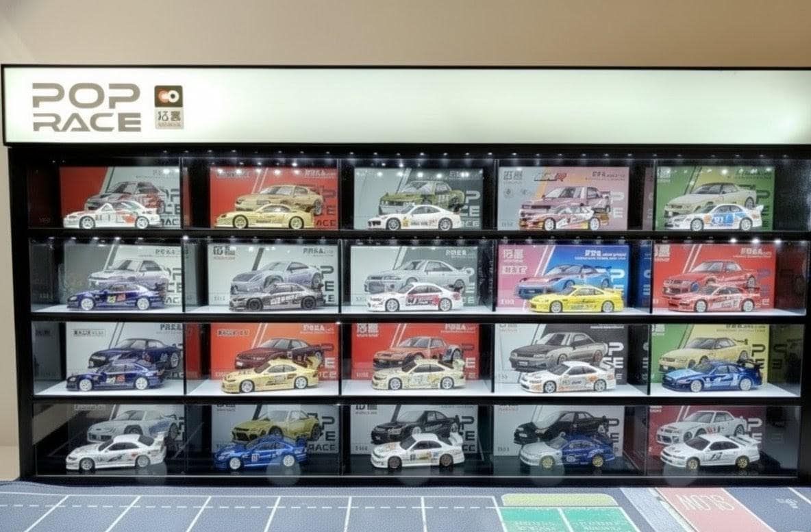LED Lit 1/64 Diecast Display Case – Acrylic Desktop/Wall Cabinet